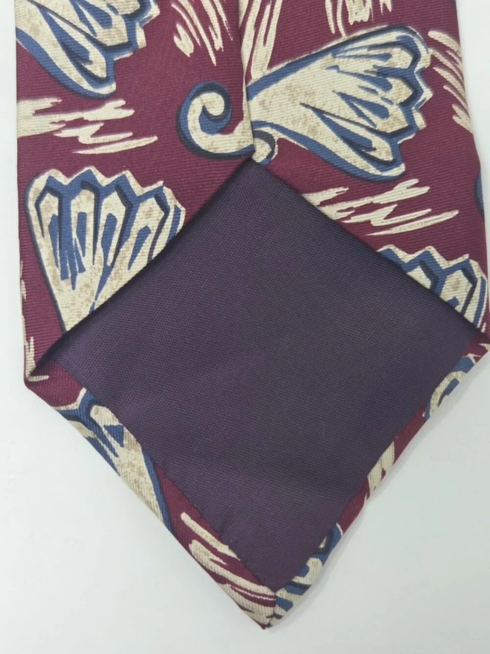 Stuart Ashley All Silk Mens Tie 59 Inch Burgundy Blue Abstract Pattern